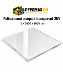 Policarbonat compact transparent 2UV 15 x 2050 x 3050 mm